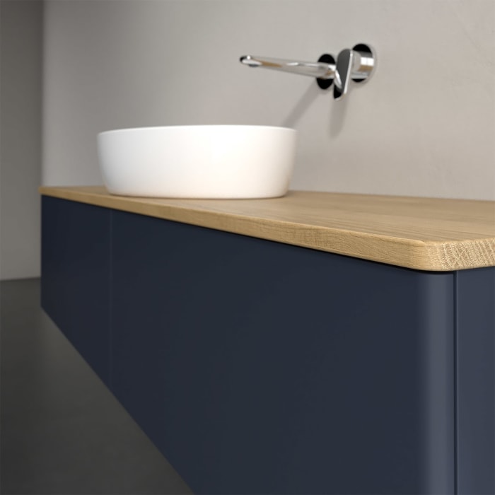 Villeroy & Boch Antao Waschbeckenunterschrank, 160 x 36 cm, 2 Auszüge, Front ohne Struktur, ohne Hahnloch, für Waschtisch mittig