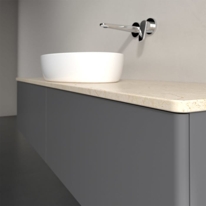 Villeroy & Boch Antao Waschbeckenunterschrank, 160 x 36 cm, 2 Auszüge, Front ohne Struktur, ohne Hahnloch, für Waschtisch mittig