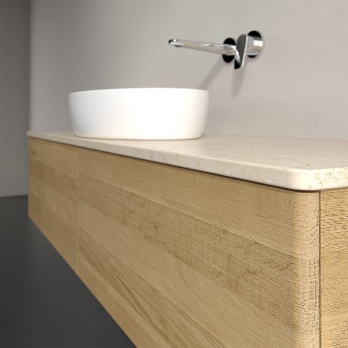 Villeroy & Boch Antao Waschbeckenunterschrank, 160 x 36 cm, 2 Auszüge, Front ohne Struktur, ohne Hahnloch, für Waschtisch mittig