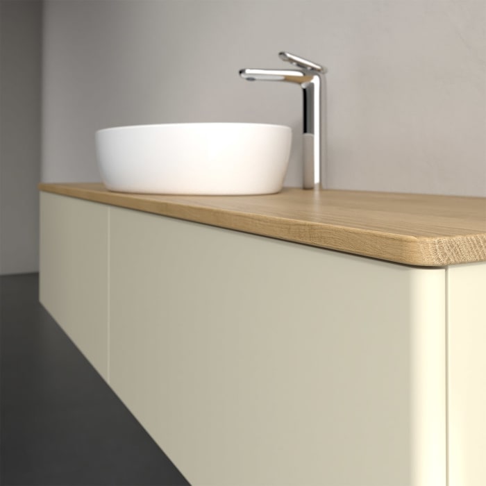 Villeroy & Boch Antao Waschbeckenunterschrank, 160 x 36 cm, 2 Auszüge, Front ohne Struktur, mit Hahnloch, für Waschtisch mittig