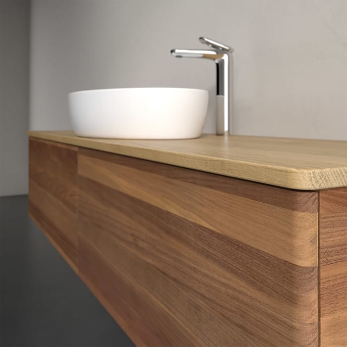 Villeroy & Boch Antao Waschbeckenunterschrank, 160 x 36 cm, 2 Auszüge, Front ohne Struktur, mit Hahnloch, für Waschtisch mittig