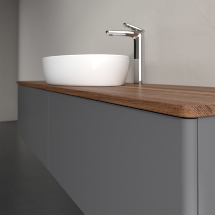 Villeroy & Boch Antao Waschbeckenunterschrank, 160 x 36 cm, 2 Auszüge, Front ohne Struktur, mit Hahnloch, für Waschtisch mittig