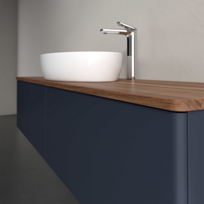 Villeroy & Boch Antao Waschbeckenunterschrank, 160 x 36 cm, 2 Auszüge, Front ohne Struktur, mit Hahnloch, für Waschtisch mittig