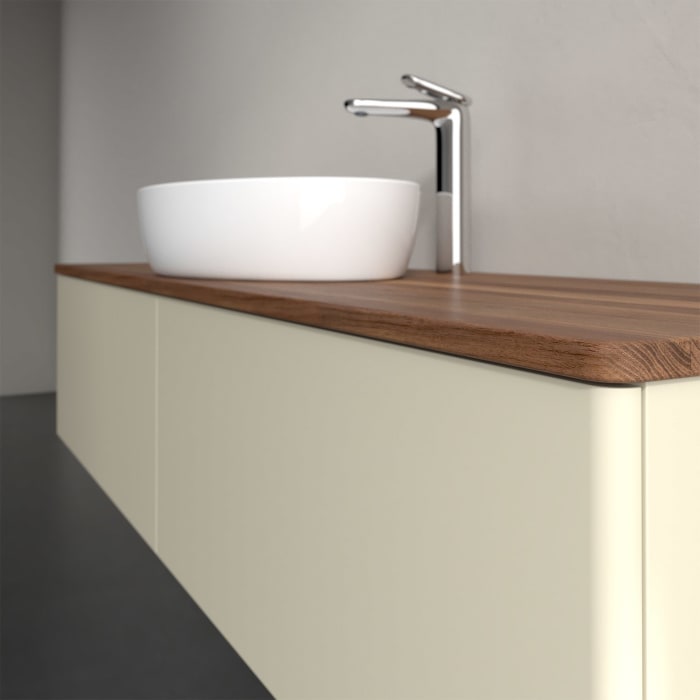 Villeroy & Boch Antao Waschbeckenunterschrank, 160 x 36 cm, 2 Auszüge, Front ohne Struktur, mit Hahnloch, für Waschtisch mittig