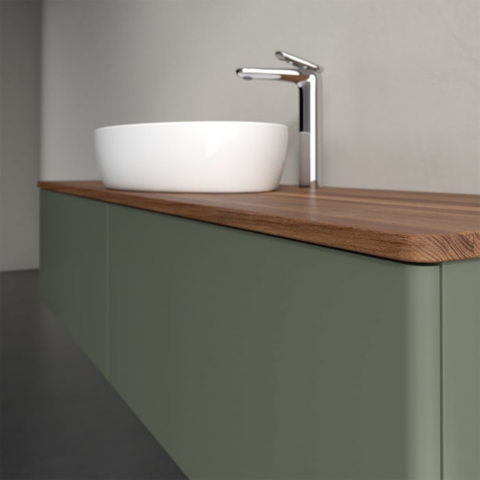 Villeroy & Boch Antao Waschbeckenunterschrank, 160 x 36 cm, 2 Auszüge, Front ohne Struktur, mit Hahnloch, für Waschtisch mittig