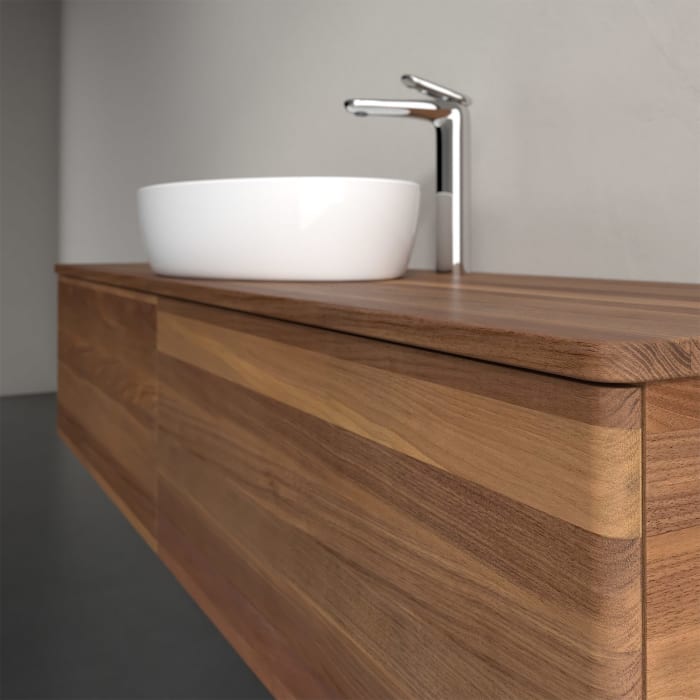 Villeroy & Boch Antao Waschbeckenunterschrank, 160 x 36 cm, 2 Auszüge, Front ohne Struktur, mit Hahnloch, für Waschtisch mittig