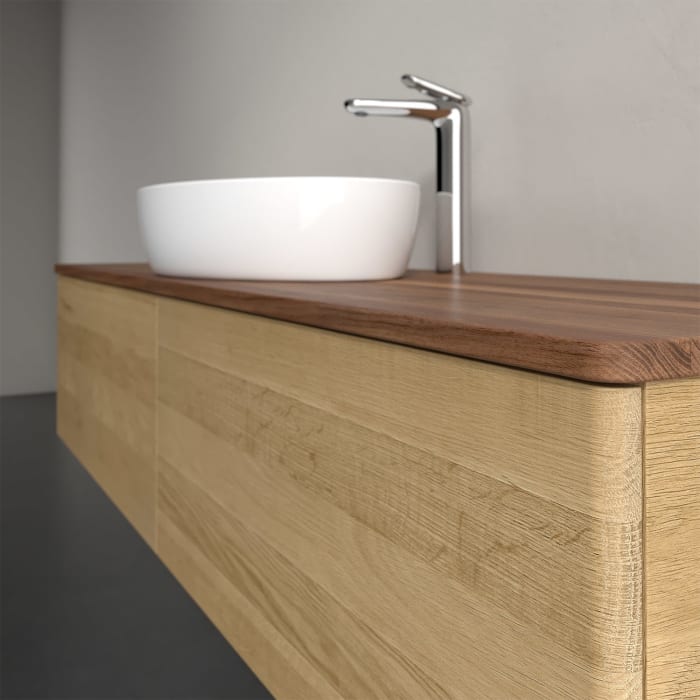 Villeroy & Boch Antao Waschbeckenunterschrank, 160 x 36 cm, 2 Auszüge, Front ohne Struktur, mit Hahnloch, für Waschtisch mittig