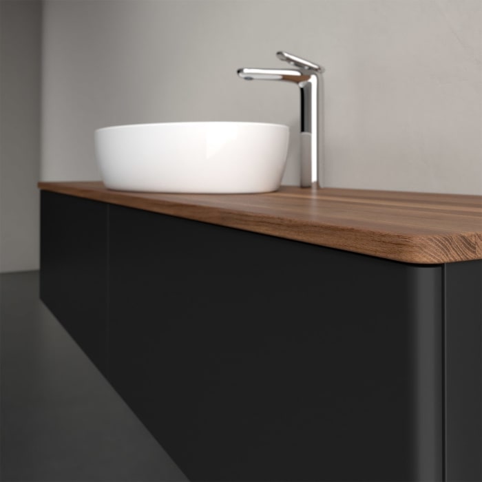 Villeroy & Boch Antao Waschbeckenunterschrank, 160 x 36 cm, 2 Auszüge, Front ohne Struktur, mit Hahnloch, für Waschtisch mittig