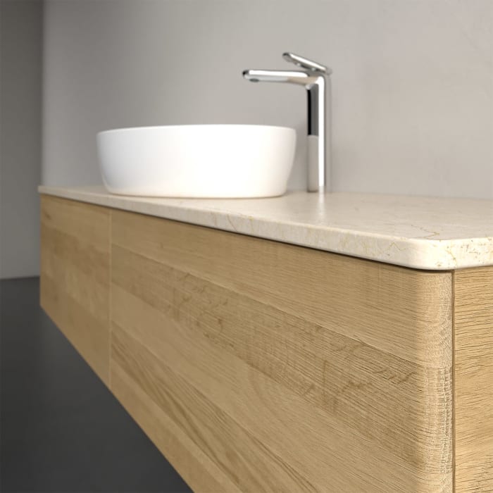 Villeroy & Boch Antao Waschbeckenunterschrank, 160 x 36 cm, 2 Auszüge, Front ohne Struktur, mit Hahnloch, für Waschtisch mittig