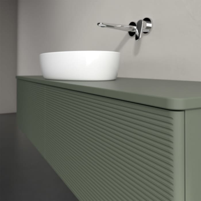 Villeroy & Boch Antao Waschbeckenunterschrank, 160 x 36 cm, 2 Auszüge, Front mit Struktur, ohne Hahnloch, für Waschtisch mittig