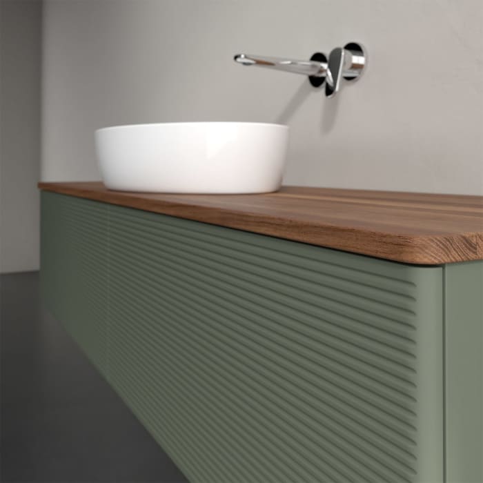 Villeroy & Boch Antao Waschbeckenunterschrank, 160 x 36 cm, 2 Auszüge, Front mit Struktur, ohne Hahnloch, für Waschtisch mittig