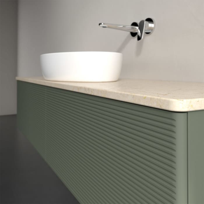 Villeroy & Boch Antao Waschbeckenunterschrank, 160 x 36 cm, 2 Auszüge, Front mit Struktur, ohne Hahnloch, für Waschtisch mittig