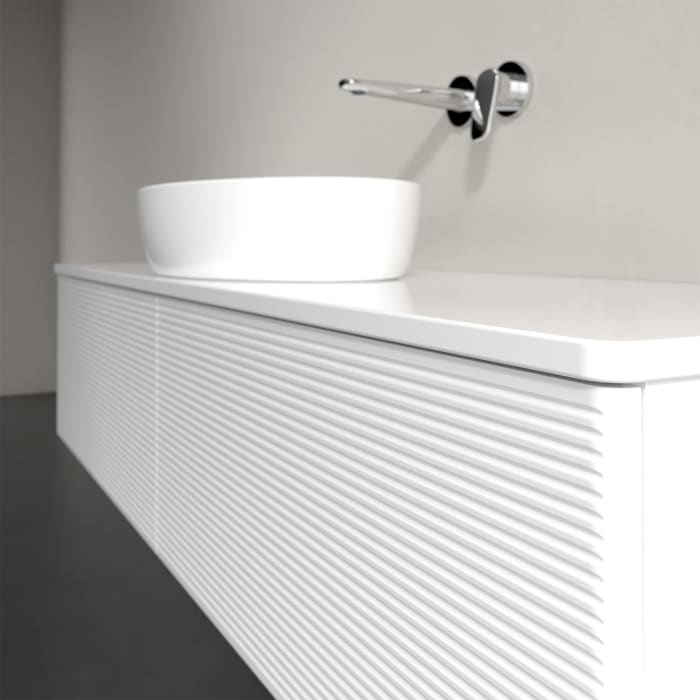 Villeroy & Boch Antao Waschbeckenunterschrank, 160 x 36 cm, 2 Auszüge, Front mit Struktur, mit Hahnloch, für Waschtisch mittig