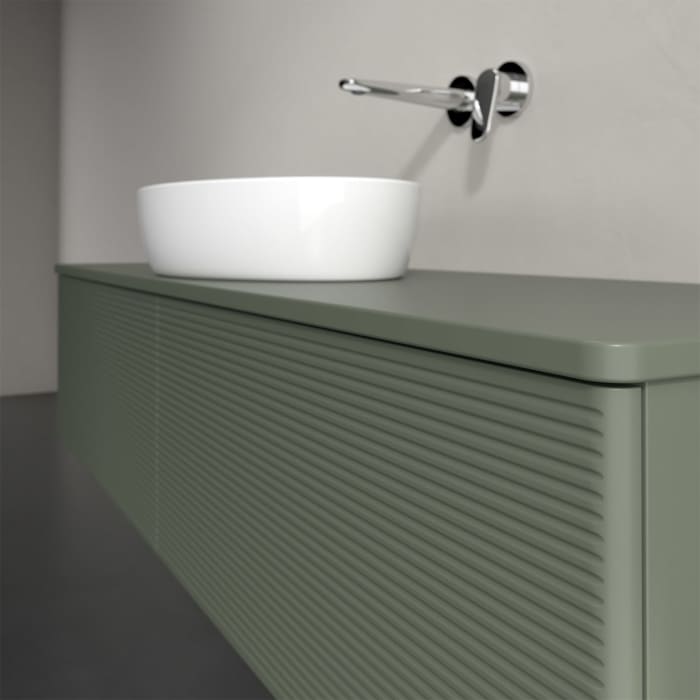 Villeroy & Boch Antao Waschbeckenunterschrank, 160 x 36 cm, 2 Auszüge, Front mit Struktur, mit Hahnloch, für Waschtisch mittig