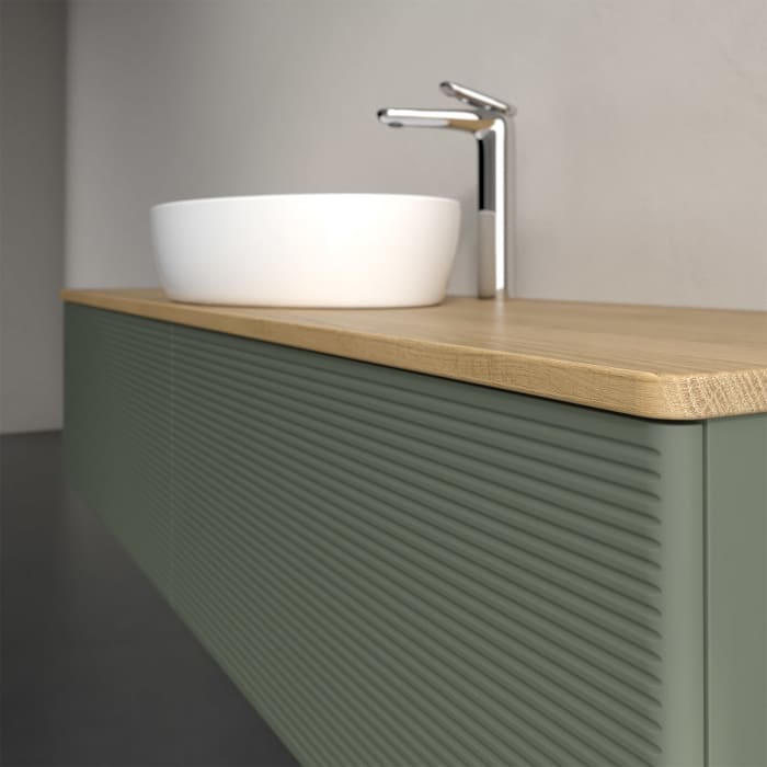 Villeroy & Boch Antao Waschbeckenunterschrank, 160 x 36 cm, 2 Auszüge, Front mit Struktur, mit Hahnloch, für Waschtisch mittig