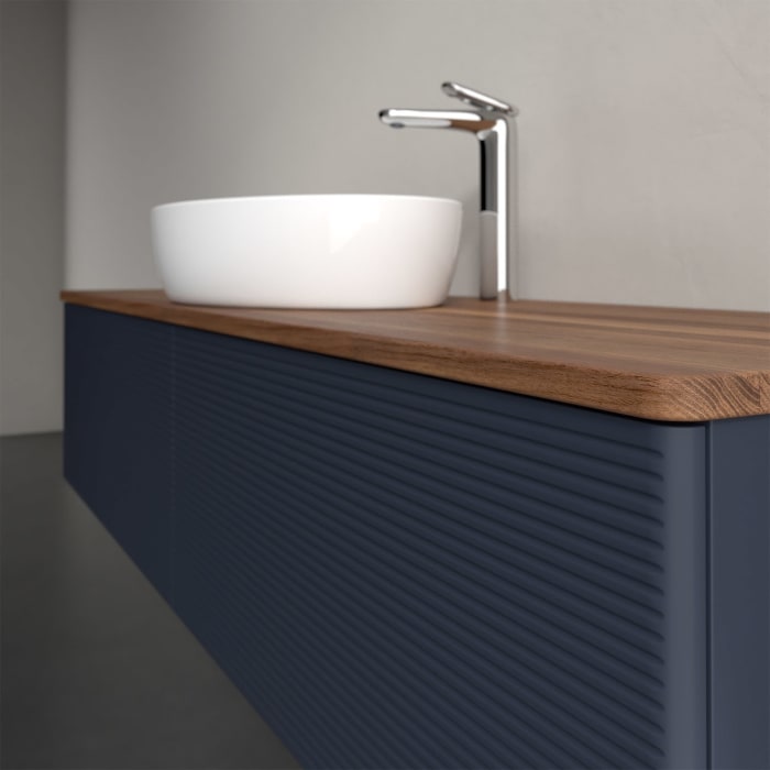 Villeroy & Boch Antao Waschbeckenunterschrank, 160 x 36 cm, 2 Auszüge, Front mit Struktur, mit Hahnloch, für Waschtisch mittig