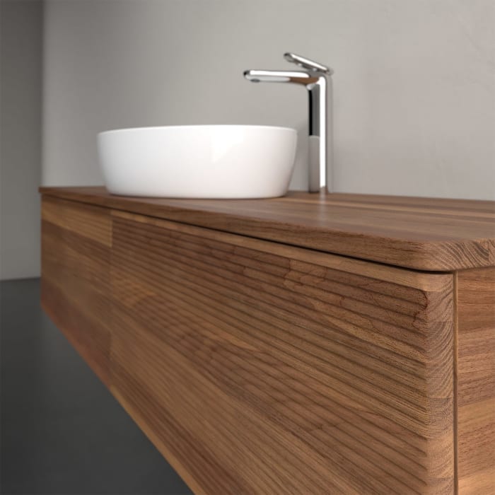 Villeroy & Boch Antao Waschbeckenunterschrank, 160 x 36 cm, 2 Auszüge, Front mit Struktur, mit Hahnloch, für Waschtisch mittig