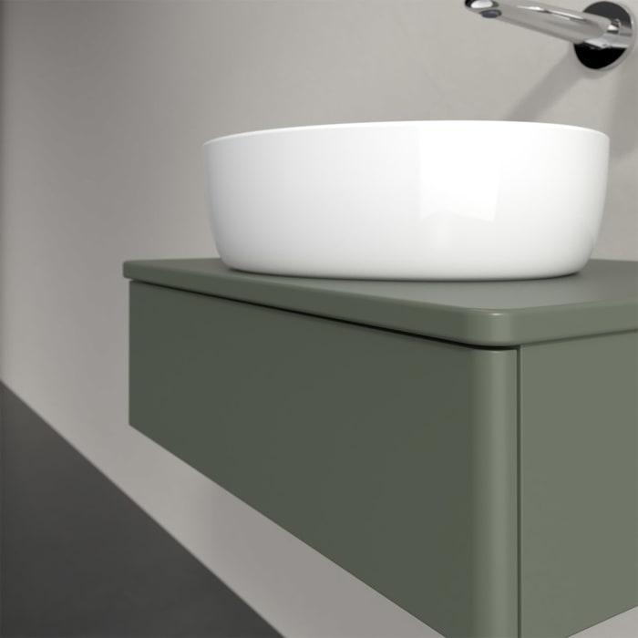 Villeroy & Boch Antao Waschbeckenunterschrank, 60 x 19 cm, 1 Auszug mit LED-Licht, Front ohne Struktur, mit Hahnloch