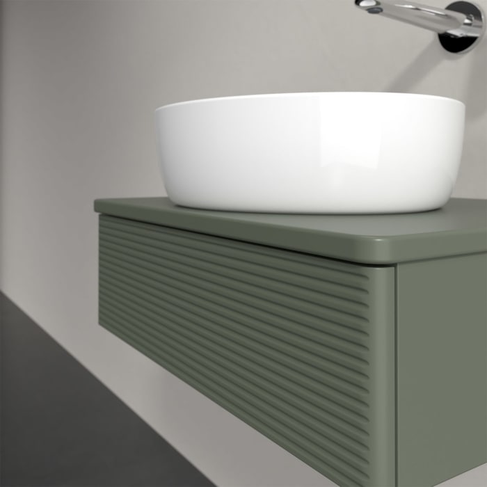 Villeroy & Boch Antao Waschbeckenunterschrank, 60 x 19 cm, 1 Auszug mit LED-Licht, Front mit Struktur, mit Hahnloch