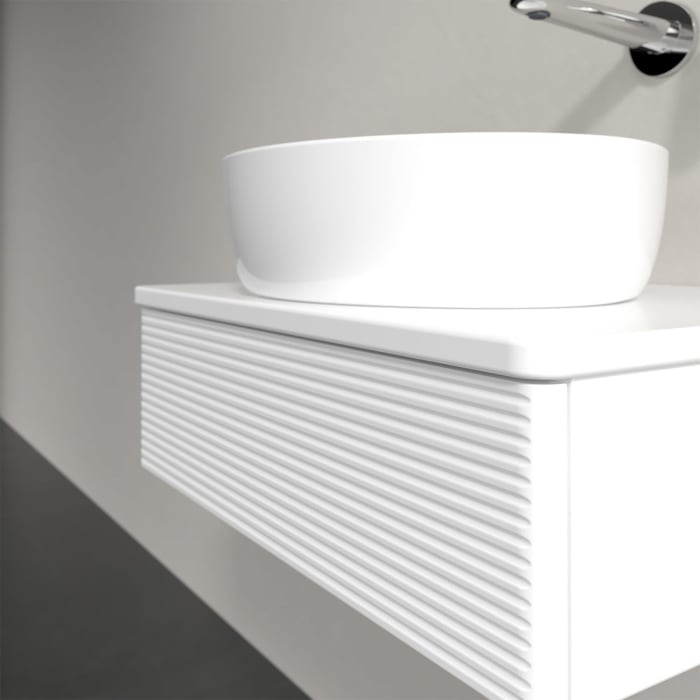 Villeroy & Boch Antao Waschbeckenunterschrank, 60 x 19 cm, 1 Auszug mit LED-Licht, Front mit Struktur, mit Hahnloch