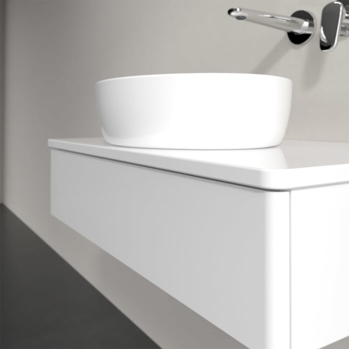 Villeroy & Boch Antao Waschbeckenunterschrank, 80 x 19 cm, 1 Auszug mit LED-Licht, Front ohne Struktur, mit Hahnloch