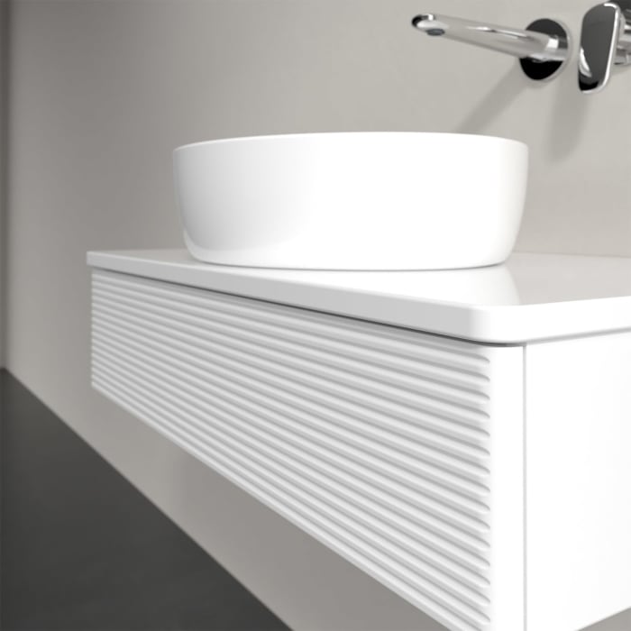 Villeroy & Boch Antao Waschbeckenunterschrank, 80 x 19 cm, 1 Auszug mit LED-Licht, Front mit Struktur, mit Hahnloch