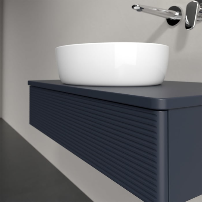 Villeroy & Boch Antao Waschbeckenunterschrank, 80 x 19 cm, 1 Auszug mit LED-Licht, Front mit Struktur, mit Hahnloch