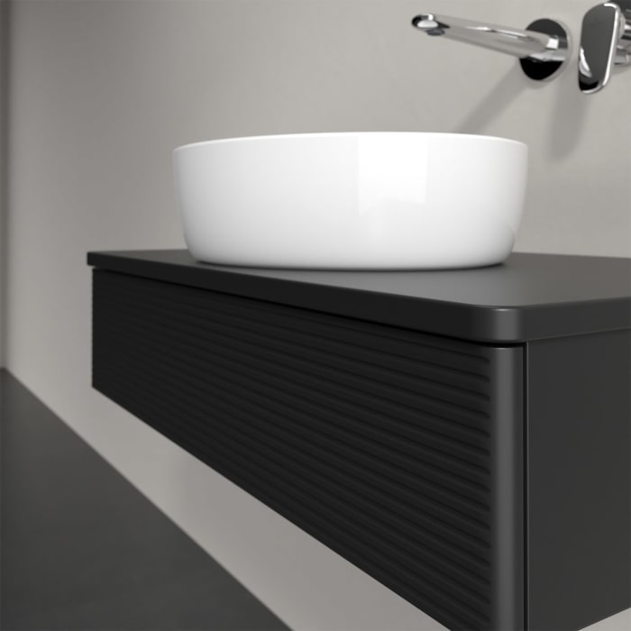 Villeroy & Boch Antao Waschbeckenunterschrank, 80 x 19 cm, 1 Auszug mit LED-Licht, Front mit Struktur, mit Hahnloch