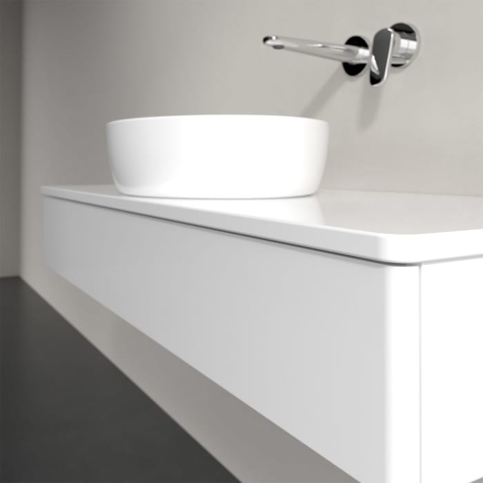 Villeroy & Boch Antao Waschbeckenunterschrank, 120 x 19 cm, 1 Auszug mit LED-Licht, Front ohne Struktur, mit Hahnloch, für Waschtisch mittig