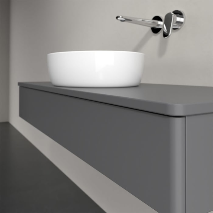 Villeroy & Boch Antao Waschbeckenunterschrank, 120 x 19 cm, 1 Auszug mit LED-Licht, Front ohne Struktur, mit Hahnloch, für Waschtisch mittig