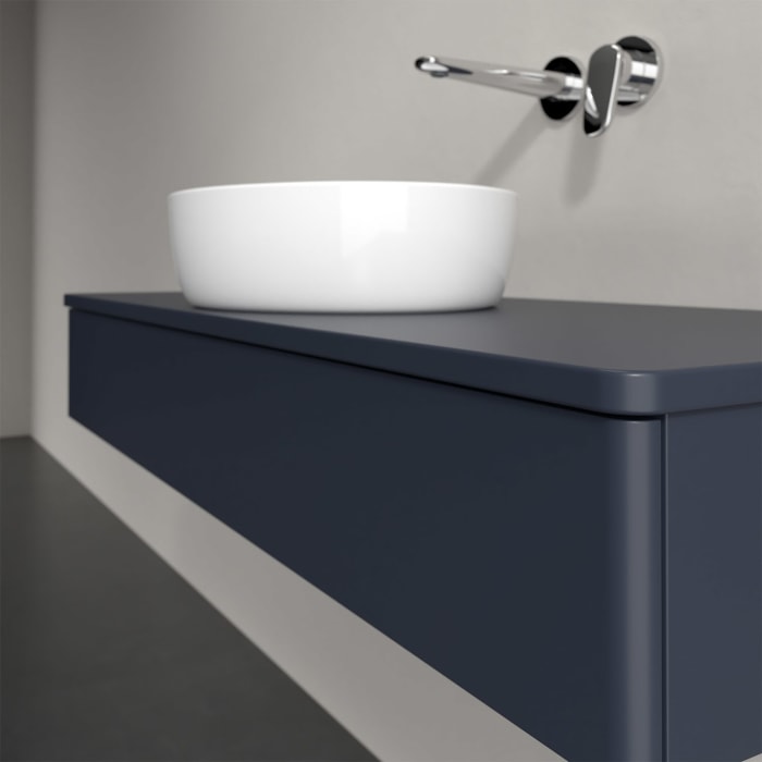 Villeroy & Boch Antao Waschbeckenunterschrank, 120 x 19 cm, 1 Auszug mit LED-Licht, Front ohne Struktur, mit Hahnloch, für Waschtisch mittig