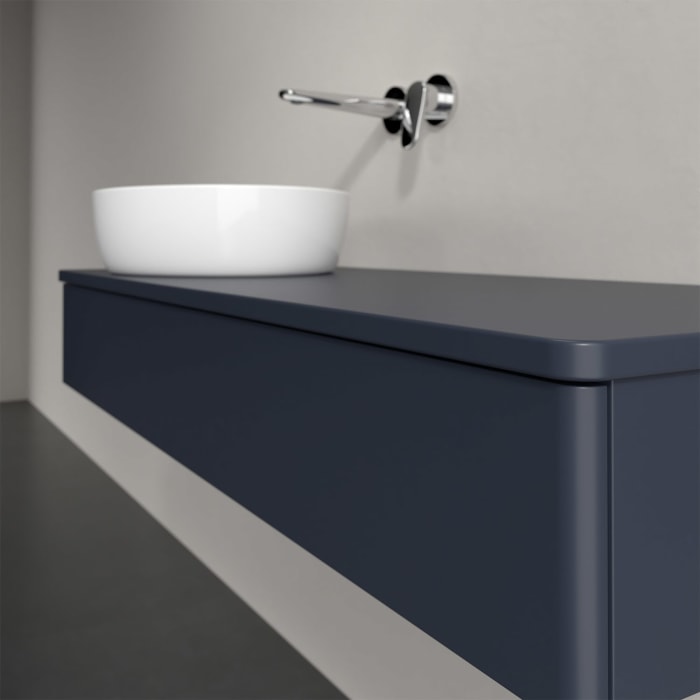 Villeroy & Boch Antao Waschbeckenunterschrank, 120 x 19 cm, 1 Auszug mit LED-Licht, Front ohne Struktur, mit Hahnloch, für Waschtisch links