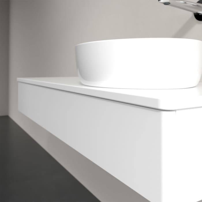 Villeroy & Boch Antao Waschbeckenunterschrank, 120 x 19 cm, 1 Auszug mit LED-Licht, Front ohne Struktur, mit Hahnloch, für Waschtisch rechts