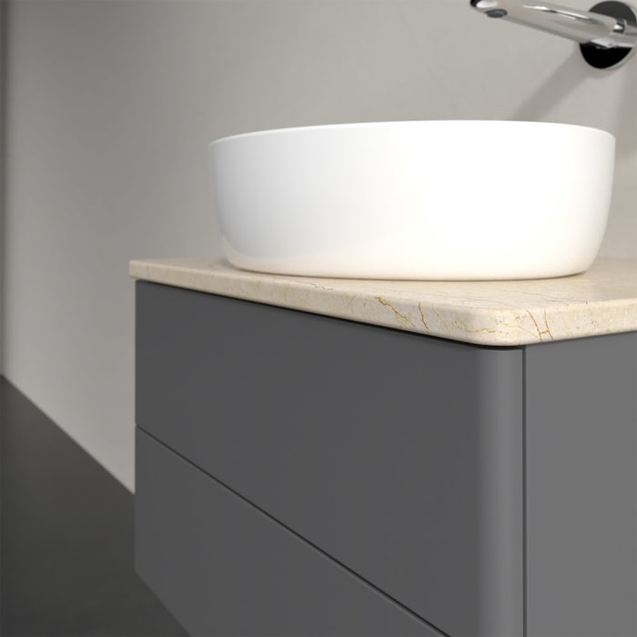 Villeroy & Boch Antao Waschbeckenunterschrank, 60 x 36 cm, 2 Auszüge mit LED-Licht, Front ohne Struktur, ohne Hahnloch