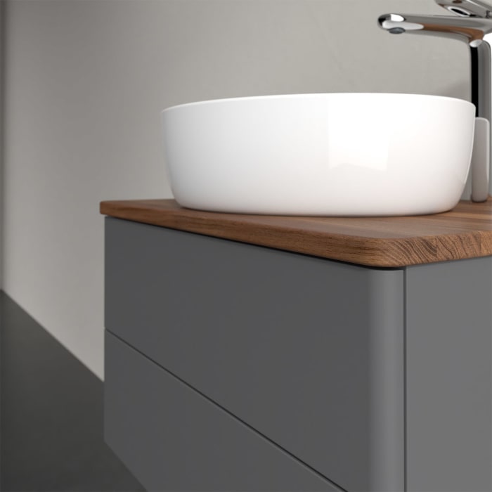 Villeroy & Boch Antao Waschbeckenunterschrank, 60 x 36 cm, 2 Auszüge mit LED-Licht, Front ohne Struktur, mit Hahnloch