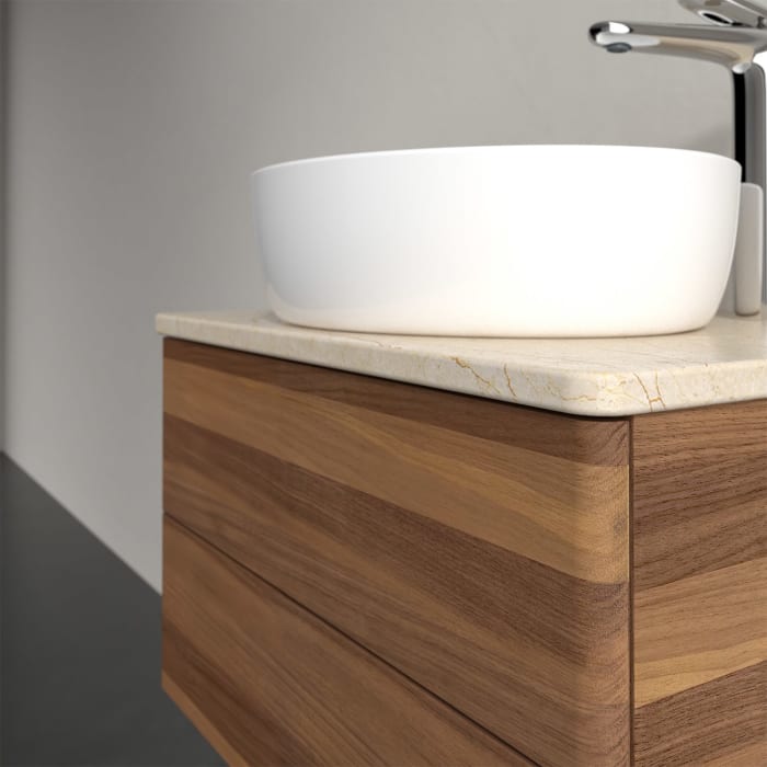 Villeroy & Boch Antao Waschbeckenunterschrank, 60 x 36 cm, 2 Auszüge mit LED-Licht, Front ohne Struktur, mit Hahnloch