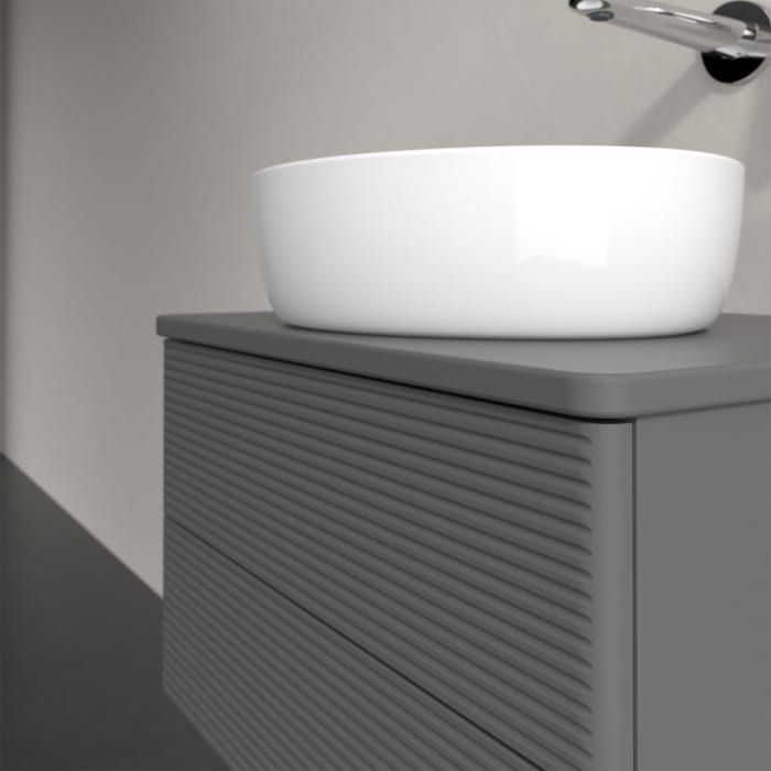 Villeroy & Boch Antao Waschbeckenunterschrank, 60 x 36 cm, 2 Auszüge mit LED-Licht, Front mit Struktur, ohne Hahnloch