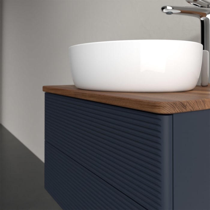 Villeroy & Boch Antao Waschbeckenunterschrank, 60 x 36 cm, 2 Auszüge mit LED-Licht, Front mit Struktur, mit Hahnloch