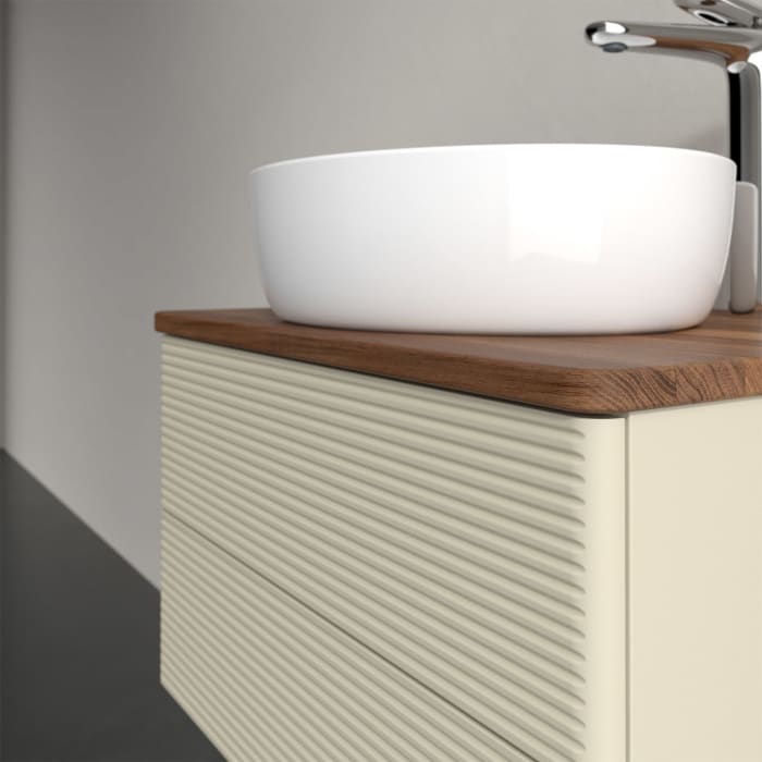 Villeroy & Boch Antao Waschbeckenunterschrank, 60 x 36 cm, 2 Auszüge mit LED-Licht, Front mit Struktur, mit Hahnloch