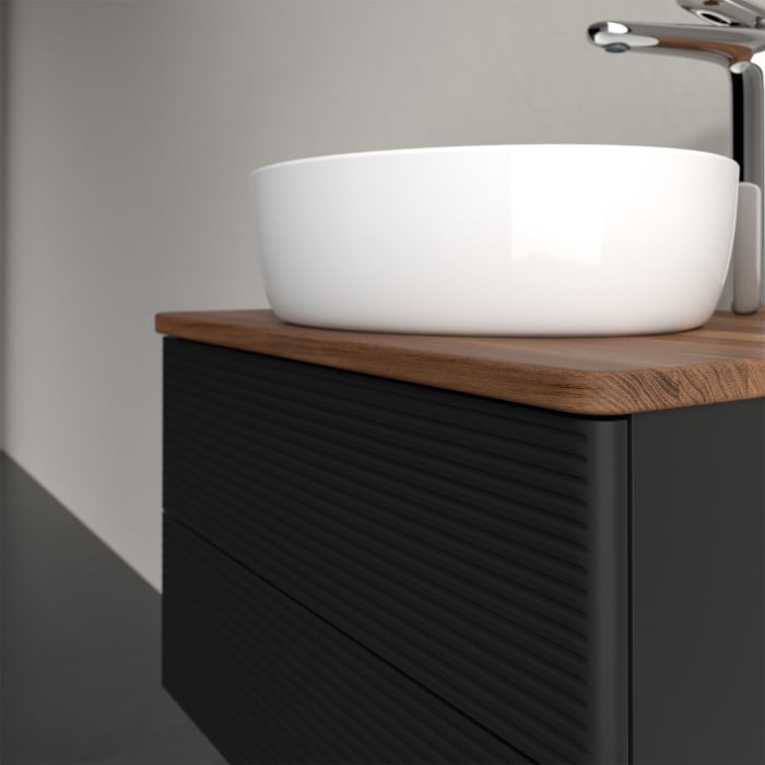 Villeroy & Boch Antao Waschbeckenunterschrank, 60 x 36 cm, 2 Auszüge mit LED-Licht, Front mit Struktur, mit Hahnloch