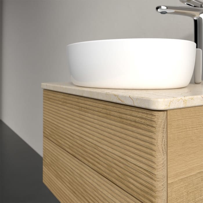 Villeroy & Boch Antao Waschbeckenunterschrank, 60 x 36 cm, 2 Auszüge mit LED-Licht, Front mit Struktur, mit Hahnloch