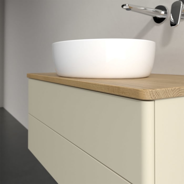 Villeroy & Boch Antao Waschbeckenunterschrank, 80 x 36 cm, 2 Auszüge mit LED-Licht, Front ohne Struktur, ohne Hahnloch