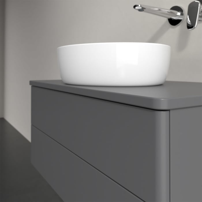 Villeroy & Boch Antao Waschbeckenunterschrank, 80 x 36 cm, 2 Auszüge mit LED-Licht, Front ohne Struktur, mit Hahnloch