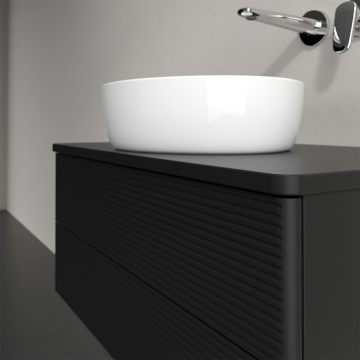 Villeroy & Boch Antao Waschbeckenunterschrank, 80 x 36 cm, 2 Auszüge mit LED-Licht, Front mit Struktur, ohne Hahnloch