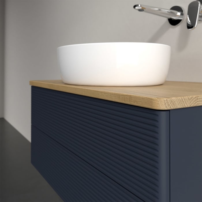 Villeroy & Boch Antao Waschbeckenunterschrank, 80 x 36 cm, 2 Auszüge mit LED-Licht, Front mit Struktur, ohne Hahnloch