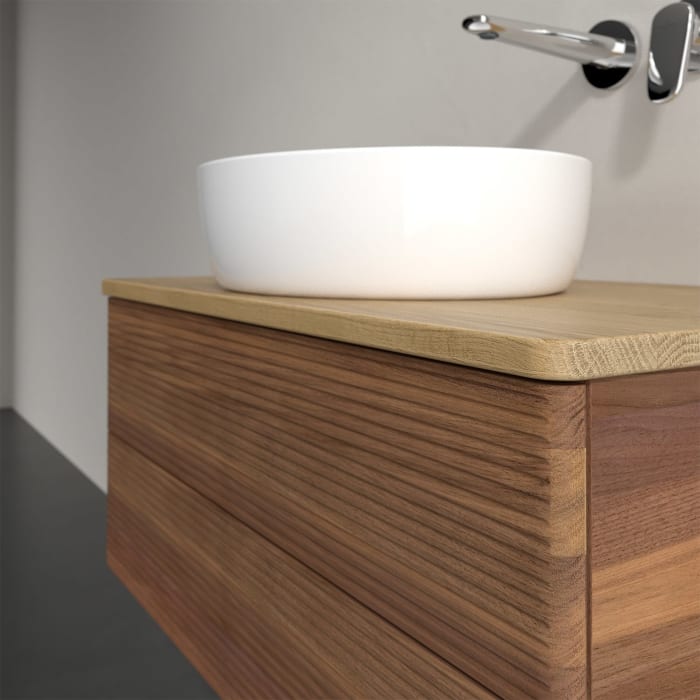 Villeroy & Boch Antao Waschbeckenunterschrank, 80 x 36 cm, 2 Auszüge mit LED-Licht, Front mit Struktur, ohne Hahnloch