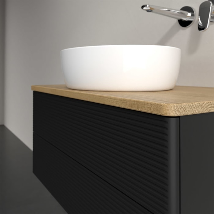 Villeroy & Boch Antao Waschbeckenunterschrank, 80 x 36 cm, 2 Auszüge mit LED-Licht, Front mit Struktur, ohne Hahnloch