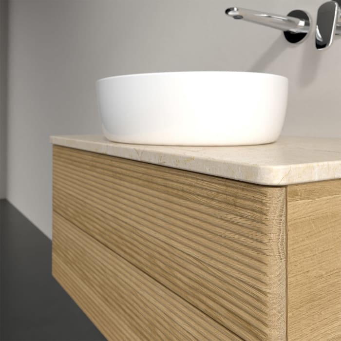 Villeroy & Boch Antao Waschbeckenunterschrank, 80 x 36 cm, 2 Auszüge mit LED-Licht, Front mit Struktur, ohne Hahnloch