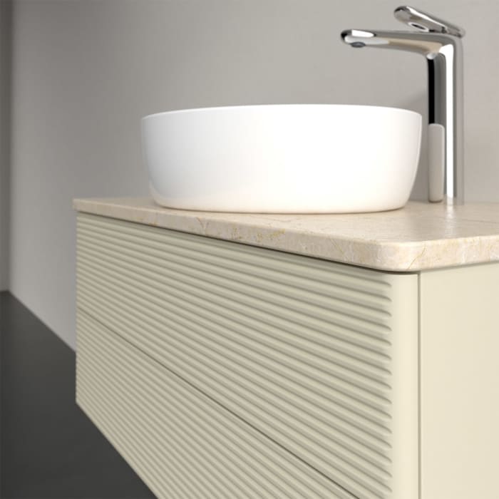 Villeroy & Boch Antao Waschbeckenunterschrank, 80 x 36 cm, 2 Auszüge mit LED-Licht, Front mit Struktur, mit Hahnloch