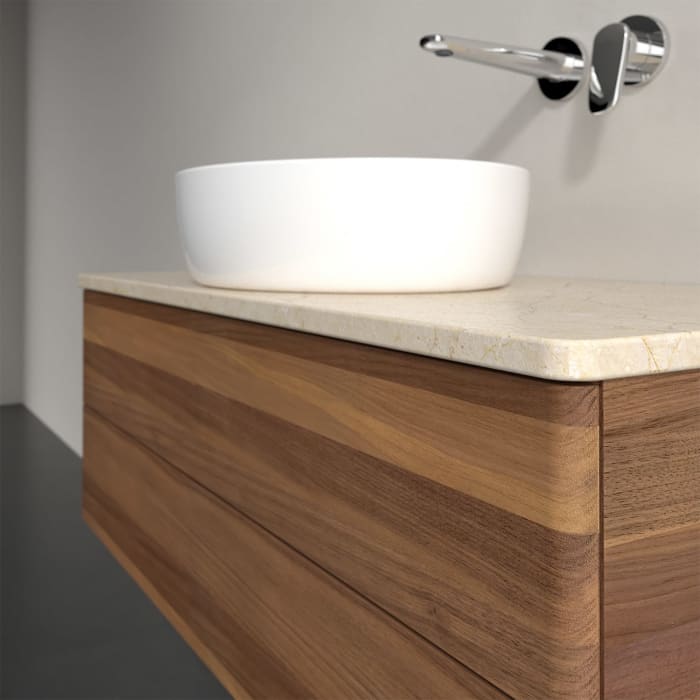 Villeroy & Boch Antao Waschbeckenunterschrank, 100 x 36 cm, 2 Auszüge mit LED-Licht, Front ohne Struktur, ohne Hahnloch